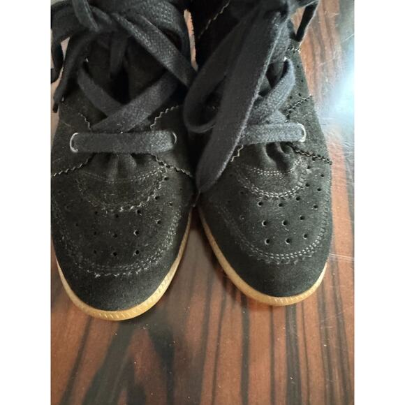 Isabel Marant Black Suede Wedge Lace Up Wedge Sneakers SZ 9 - Picture 2 of 6